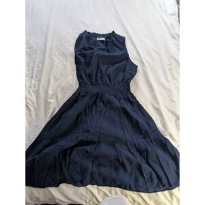 Sonoma Women's Medium Blue Sleeveless Long Summer Dress With Pockets-024